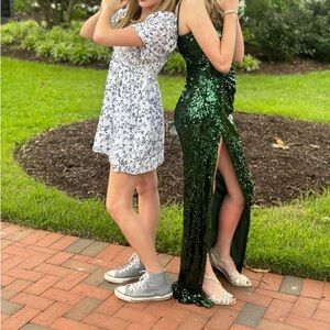 Green Sequin Evening Gown